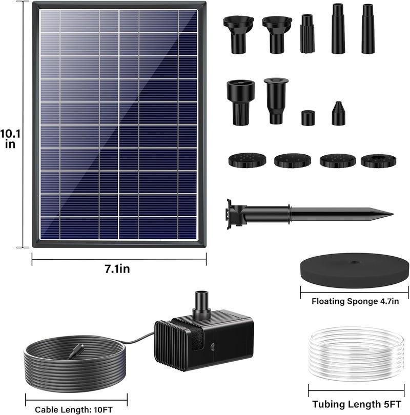 Biling 7.5W Solar Water Pump Outdoor, Solar Pond Pump Solar Fountain with DIY 5ft Tubing for Samll Ponds, Garden Pool and Bird Bath - Image 5